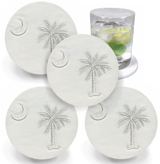 White Blue Palmetto Moon Coaster