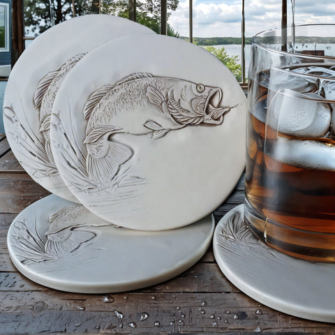 Bass Fish Drink Coasters